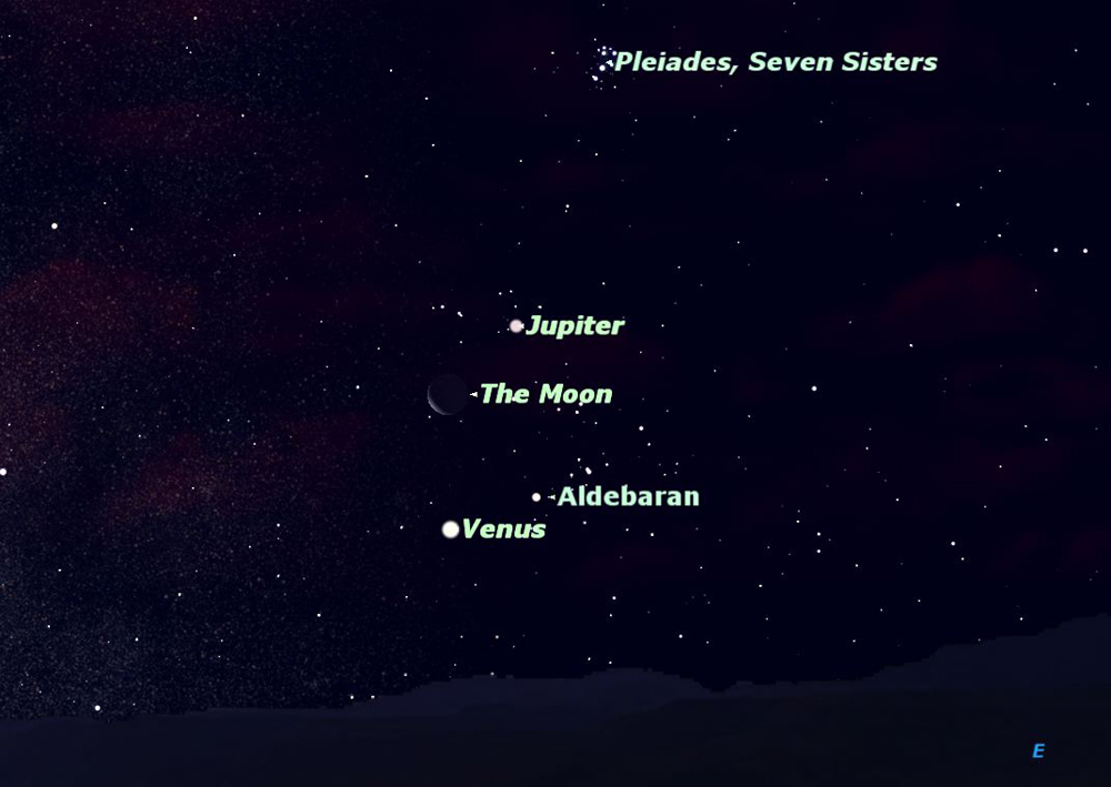 4 Bright Lights in Weekend Sky: See Moon, 2 Planets and Star Together